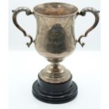 George V hallmarked silver twin handled trophy cup, Sheffield 1896 maker's Fordham & Falkner, on