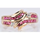 A 9ct gold ring set with rubies and diamonds, 3.1g, size O