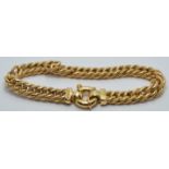 A 9ct gold bracelet made up of alternating textured and polished links, 14.2g