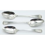 Hester Bateman bottom hallmarked silver table spoon, London 1780, length 20.5cm, together with two