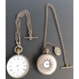Two hallmarked silver keyless winding pocket watches, one half hunter with subsidiary seconds