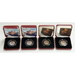 Four Royal Mint silver proof 50p coins comprising two 2005 Samuel Johnson and two 2007 Scouts