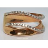 A 14ct gold ring set with cubic zirconia, possibly by Thomas Sabo, 6.1g, size R/S