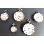 Five various pocket watches comprising Victorian hallmarked silver cased fusee lever example,