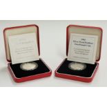 Two Royal Mint UK Second World War Silver Proof Piedfort £2 coins, 1994 and 1995, both cased with