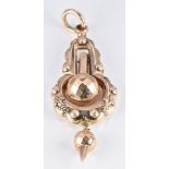 Victorian 9ct gold pendant with faceted sphere and applied decoration. W- 1cm x L- 4.5cm