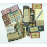 Forty-two pen and propelling pencil lead and accessory boxes including S Mordan & Co's Compressed