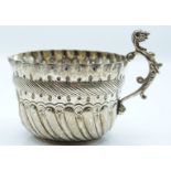 Victorian hallmarked silver cream jug with wrythen body, London 1893 maker John Robert Harris,