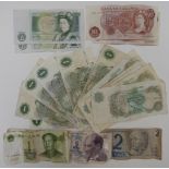 A collection of UK and overseas coinage and banknotes, includes a consecutive pair of Page £1 notes
