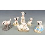 Seven Royal Doulton Walt Disney 101 Dalmatians figures including Cruella De Vil, boxed