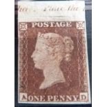 Great Britain 1852 1d red imprimatur Die 1 Alph 2 with small crown, AD plate 135 with top margin