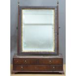 Georgian mahogany dressing table mirror with three drawers below, W43 x D23 x H64cm