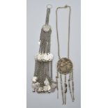 Chinese necklace with elder and a Chinese coin chatelaine