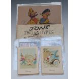 Two WW1 'Two Types' cartoons by Jon, a selection of 'Henry' postcards by J Wix & Sons Ltd and five