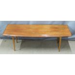 Gordon Russell of Broadway retro / Arts and Crafts teak coffee table, with ash legs and badge to