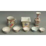 Eight pieces of Chinese ceramics comprising famille rose vase (H18.5cm) and tankard, square