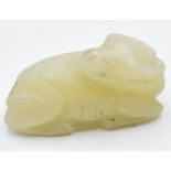 A 19th/early 20thC Chinese jade carving of a buffalo, 4.5 x 2.5cm