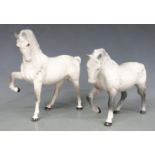 Five Beswick palomino and grey horses including three Stocky Jogging Mares, racehorse etc
