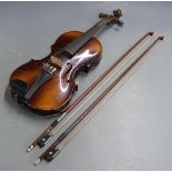 Child's vintage Czechoslovakian violin labelled 'Tatra by Rosetti, Stradivarius model', 32cm two-