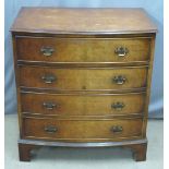 Walnut bow fronted chest of two over three drawers raised on bracket feet, W79 x D52 x H85cm