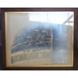 Large framed photograph of Joseph Paxton's Crystal Palace depicting workers on scaffold, likely when