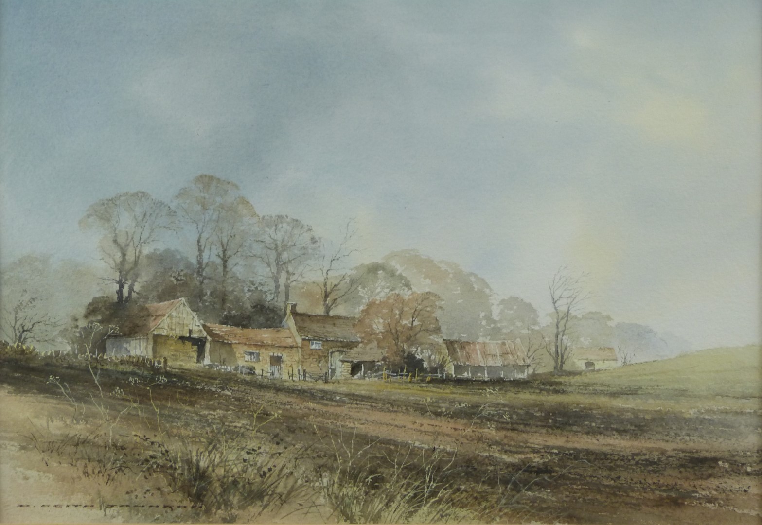 Keith Johnson (1931-2018) watercolour 'Farmhouse near Temple Guiting' signed lower left and with