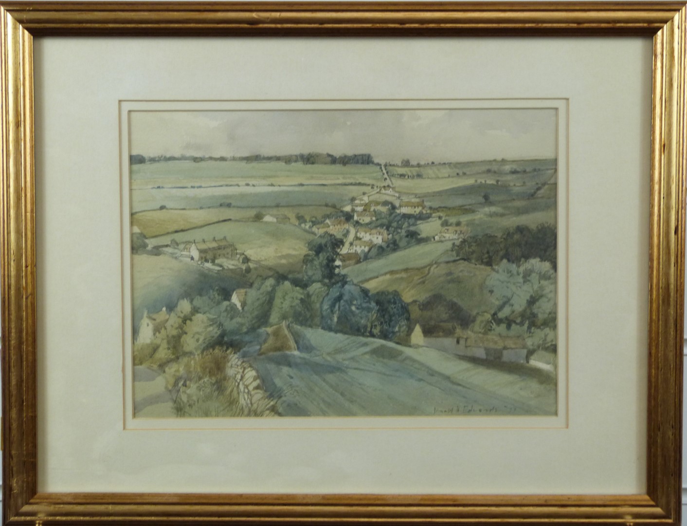 Donald H Edwards (British, 20thC) two watercolours, one Cotswold village scene the other a harbour - Image 2 of 8