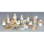 Fifteen Beswick Beatrix Potter figures including Peter Digging, Mr Pricklepin, Thomasina etc