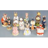 Eleven Royal Doulton Bunnykins figures including Ice Cream Vendor, Boy Scout, Postman, Cook etc