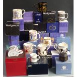 A collection of limited edition Wedgwood mugs by Richard Guyett, most boxed, further Wedgwood, Royal