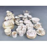 A collection of decorative teaware including Art Deco Royal Doulton tea for two