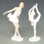 Rosenthal figurine of a ballet dancer and a Kaiser example, tallest 30cm