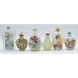 Six various Chinese ceramics, reverse painted glass and hardstone scent bottles