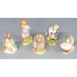 Five Beswick Beatrix Potter figures comprising Anna Maria and Samuel Whiskers both BP2, Tommy Brock,