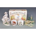 Wedgwood Beatrix Potter Peter Rabbit nursery set, Goebel Hummelscapes 'Going to Church', Hummel