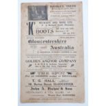 Gloucestershire v Australia, October 1908, Kingsholm, Gloucester Rugby programme