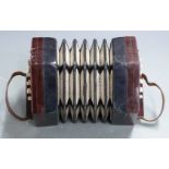 Lachenal 20-key Anglo concertina with bone buttons, rosewood fretworked ends and five-fold