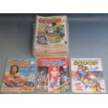 Eighty-eight football related comic books and magazines comprising 51 Scoop from number 5 1978-79