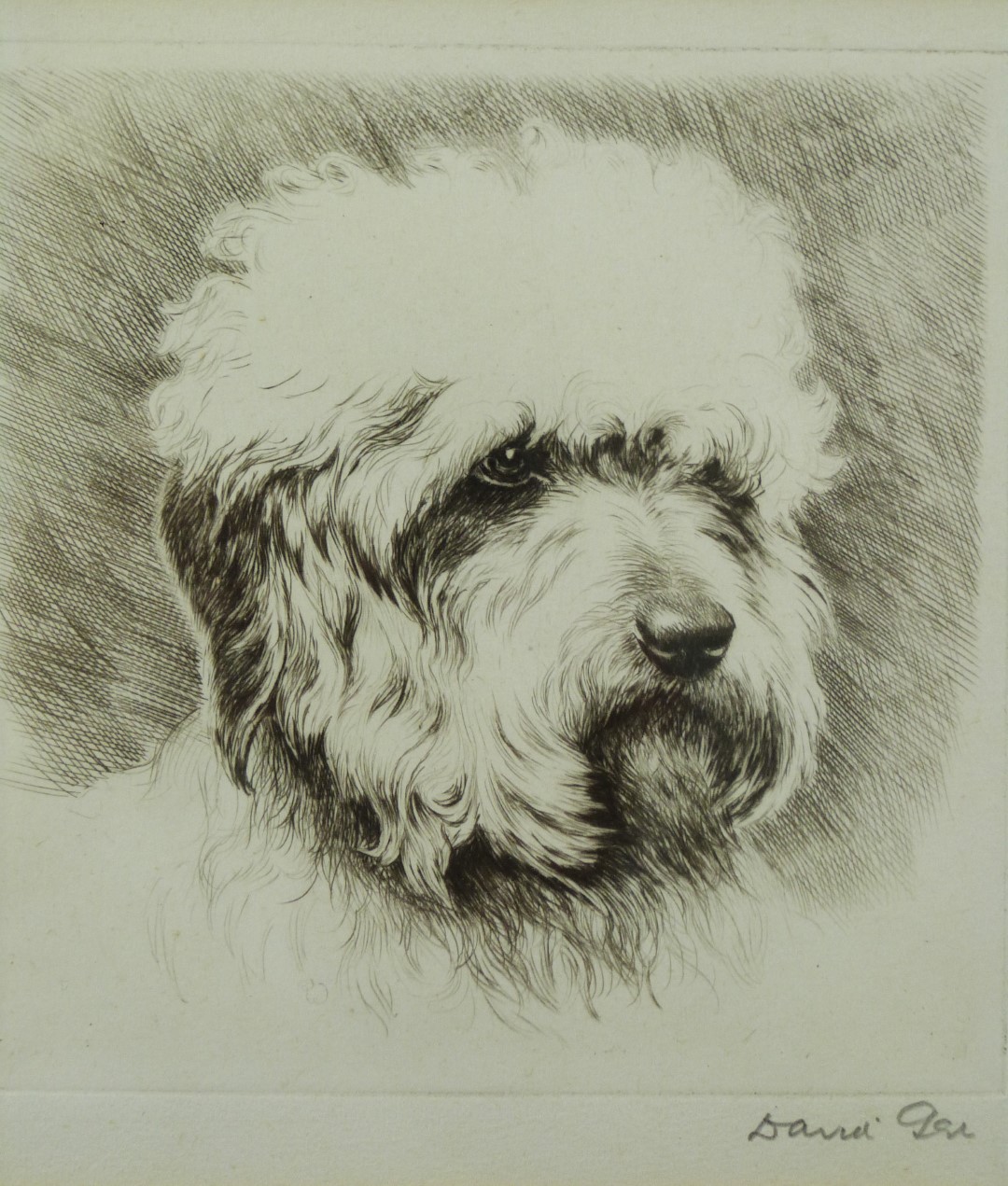 Kay Gray portrait miniature of a Cairn terrier dog, signed lower right, 6 x 4.5cm, together with