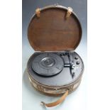 A record turntable in the form of a leather case