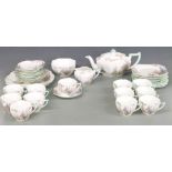 Shelley Art Deco tea set decorated in the Foxgloves pattern Rd no. 723404 and pattern no. 11842,