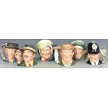 A collection of Royal Doulton large character jugs including Policeman, The Auctioneer, The