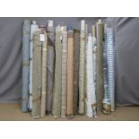 Approximately 18 remnants of upholstery fabric in various colours, patterns and materials, W145cm,
