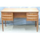 G Plan style retro/ mid century modern teak desk, W122 x D61 x H72cm