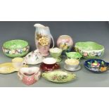 A collection of Maling and Royal Winton lustre ware dishes, bowls, vases and jugs in various