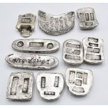 Ten Chinese silver coloured metal trade tokens/ ingots