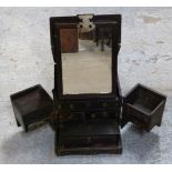 Chinese rosewood travelling vanity set with lift up top revealing mirror and swing out
