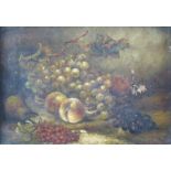 G Smith still life oil on copper of fruit, signed lower right, 12 x 17cm