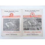 Two Rugby programmes London Counties v New Zealand 1935 and England v New Zealand (All Blacks)