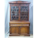 Victorian mahogany astragal glazed bookcase with adjustable shelving and single drawer and